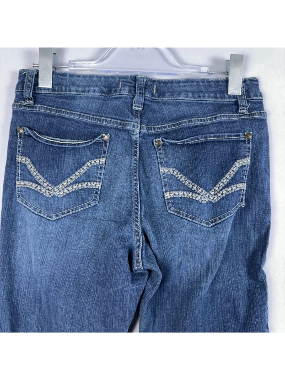 Nine West Vintage America Bootcut Jeans Size 8P Blue Mid Rise Embroidered Pocket - Picture 5 of 15
